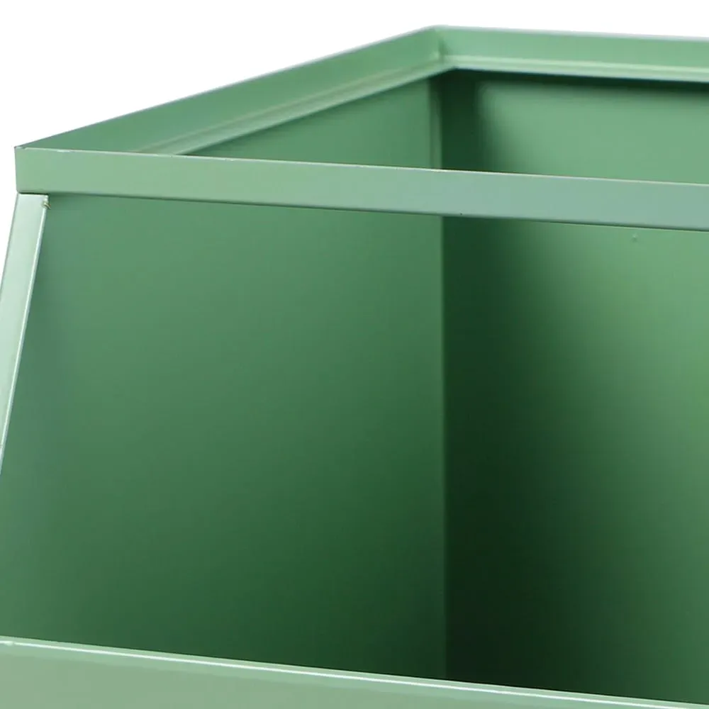 Illustration numéro 3 du produit Casier de rangement en métal vert empilable avec étiquette 32x23x21cm