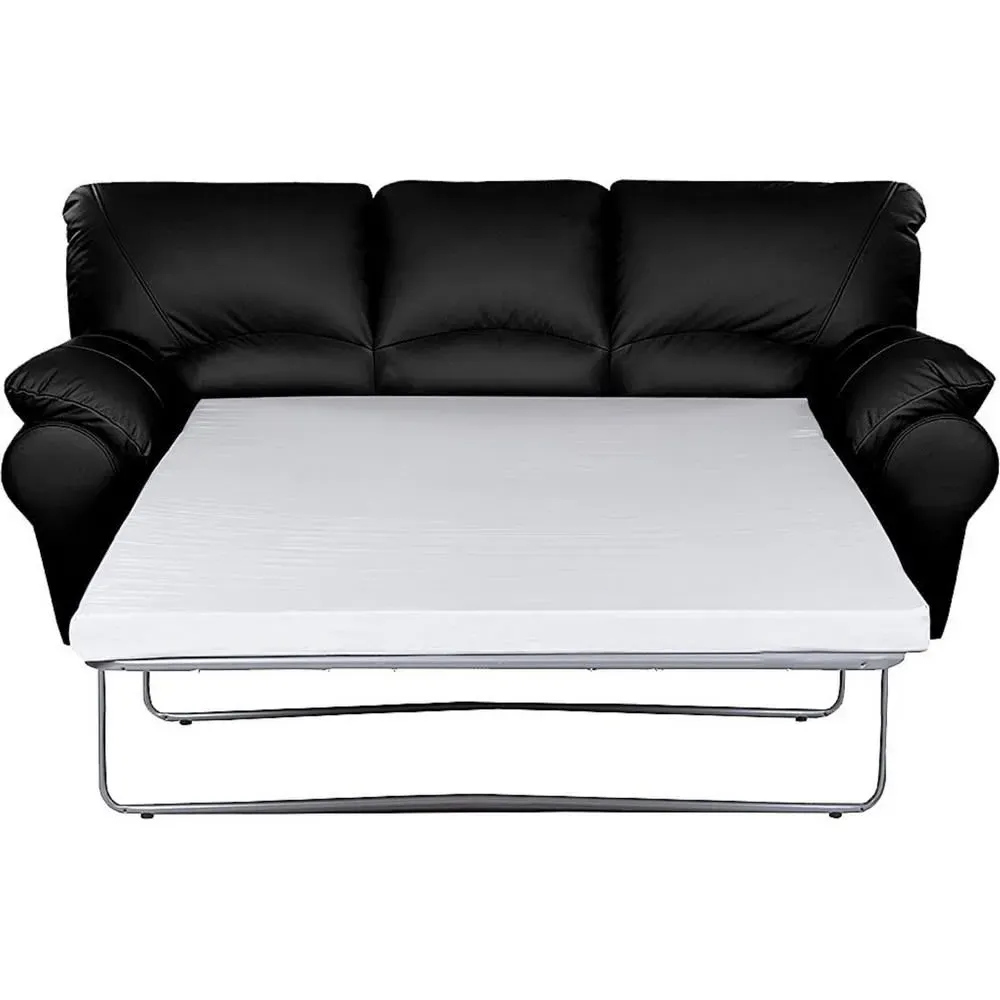 Illustration numéro 3 du produit Canapé 3 places convertible en cuir noir