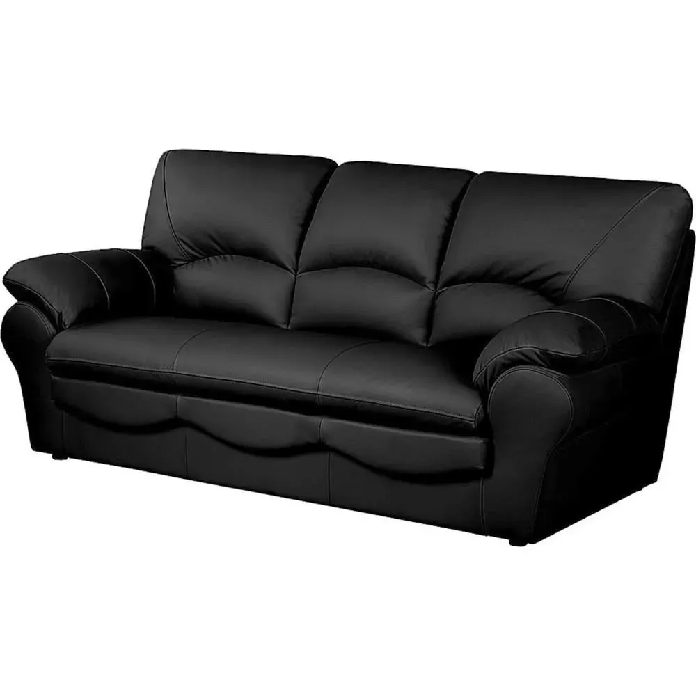 Illustration numéro 3 du produit Canapé 3 places en cuir noir