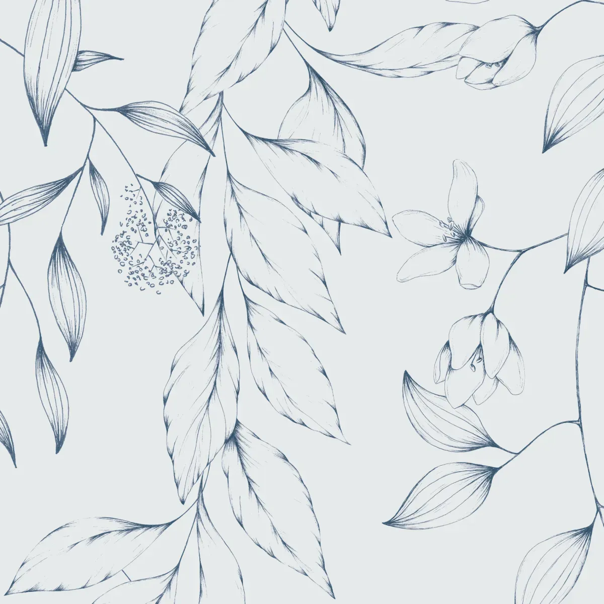 Illustration numéro 3 du produit Papier peint panoramique florale bleu 300x250cm
