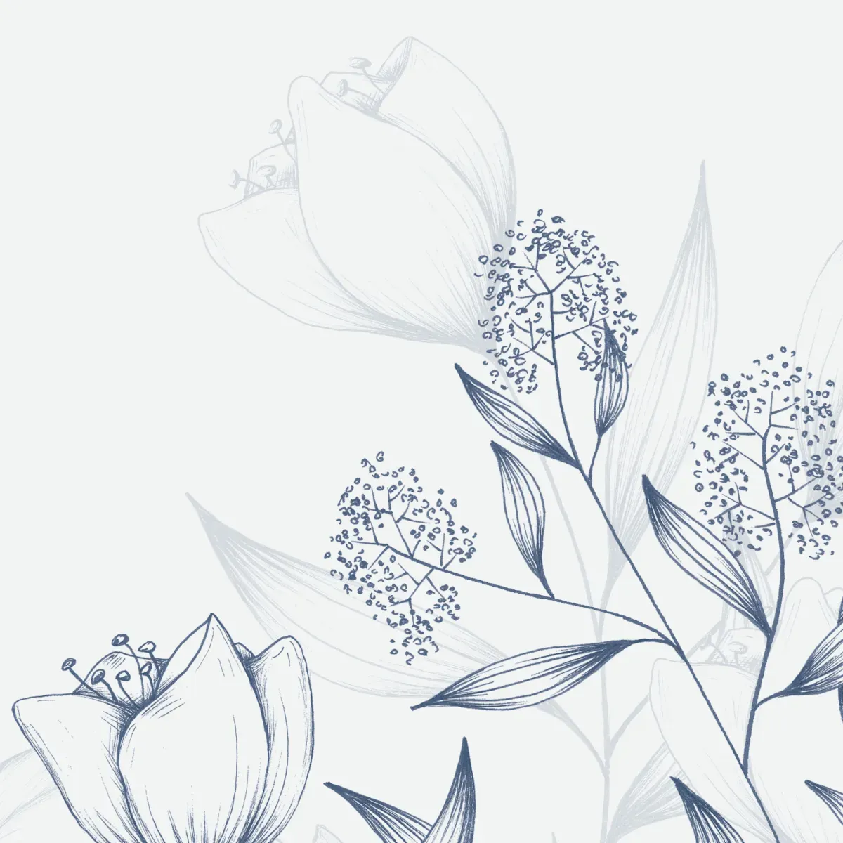 Illustration numéro 3 du produit Papier peint panoramique poésie végétale bleu 150x250cm