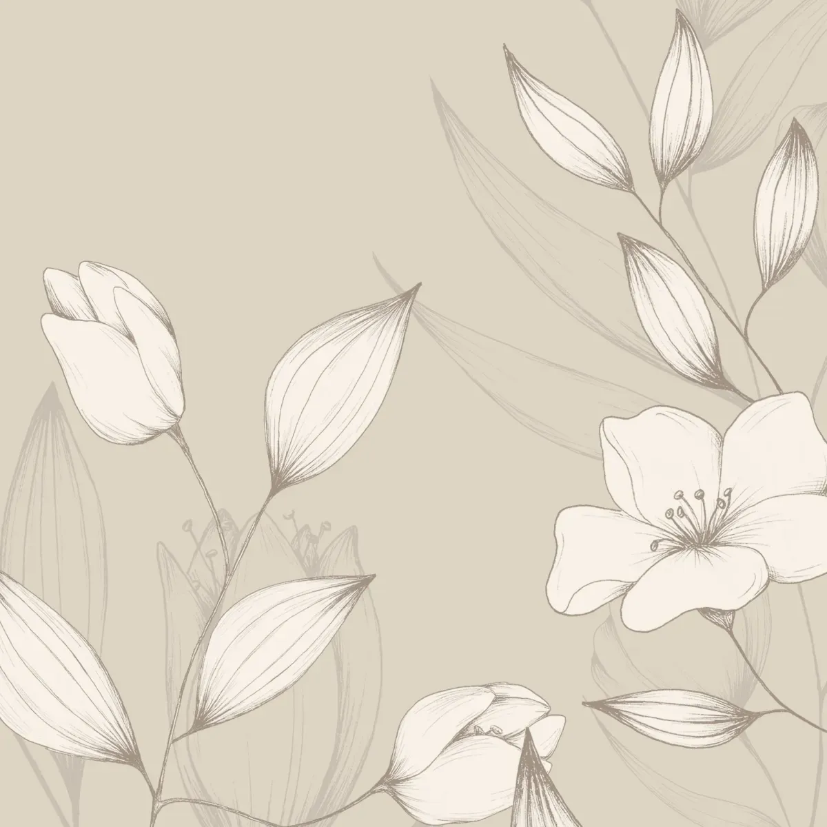 Illustration numéro 3 du produit Papier peint panoramique ode au feuillage beige 300x250cm