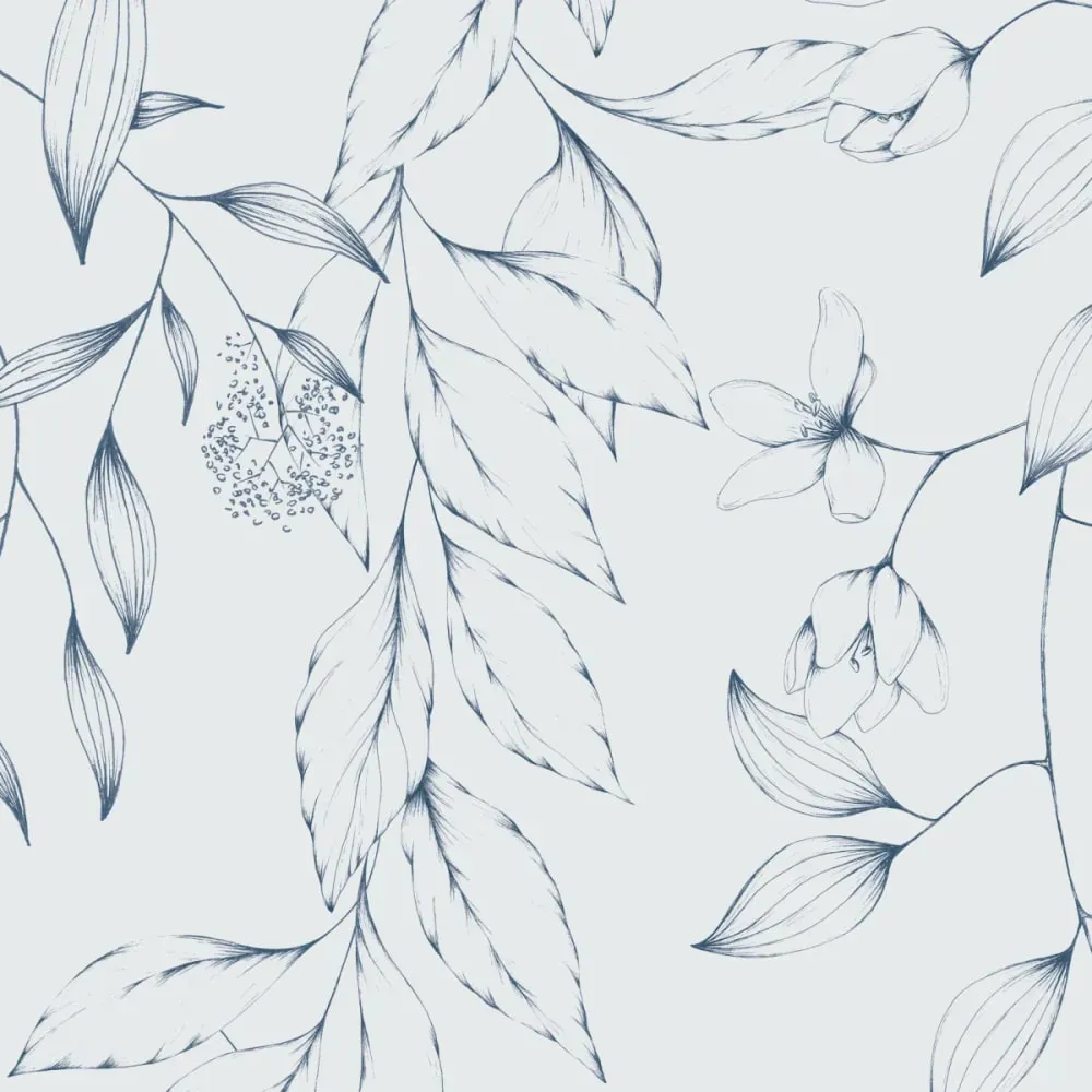 Illustration numéro 3 du produit Papier peint panoramique florale bleu 450x250cm
