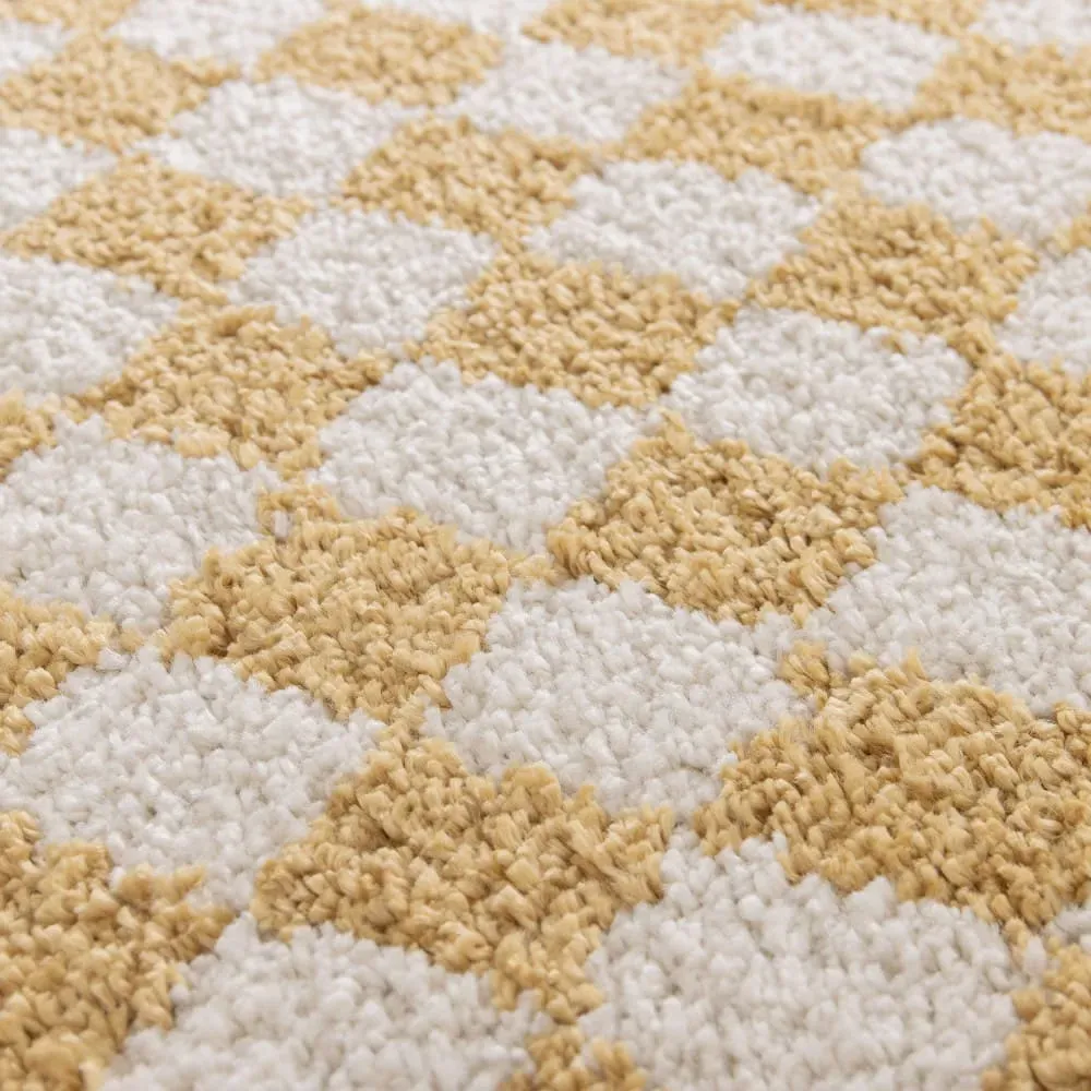 Illustration numéro 3 du produit Tapis damiers - 120x170cm Jaune Polypropylène