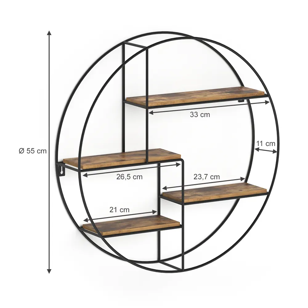 Illustration numéro 3 du produit Étagère Rond, Bois antique 55 x 55cm