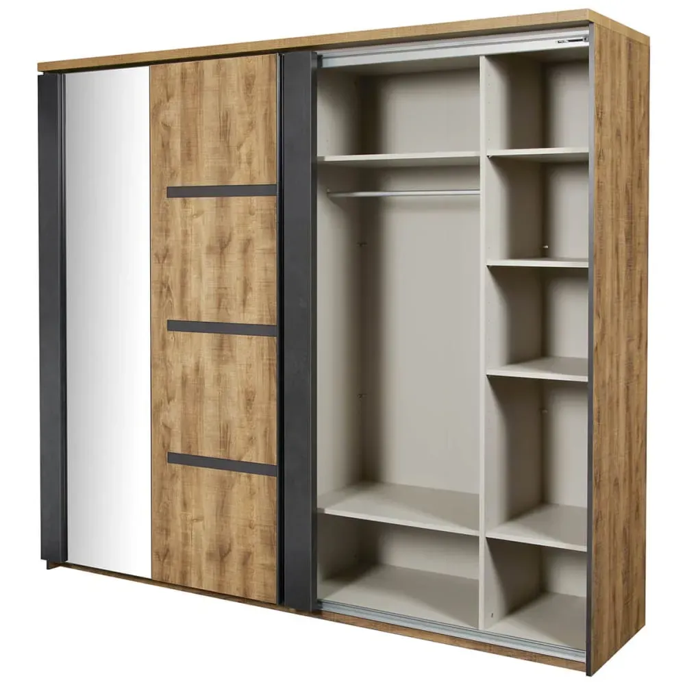 Illustration numéro 3 du produit Armoire  2 portes coulissantes 217cm effet bois