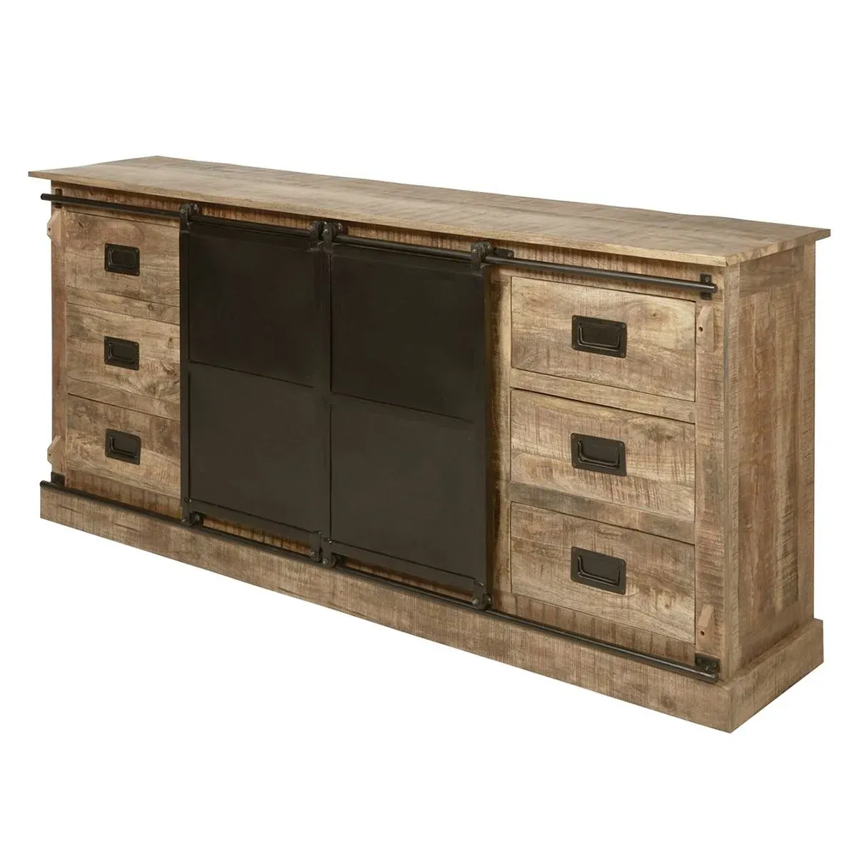 Illustration numéro 3 du produit Buffet  2 portes manguier et métal noir