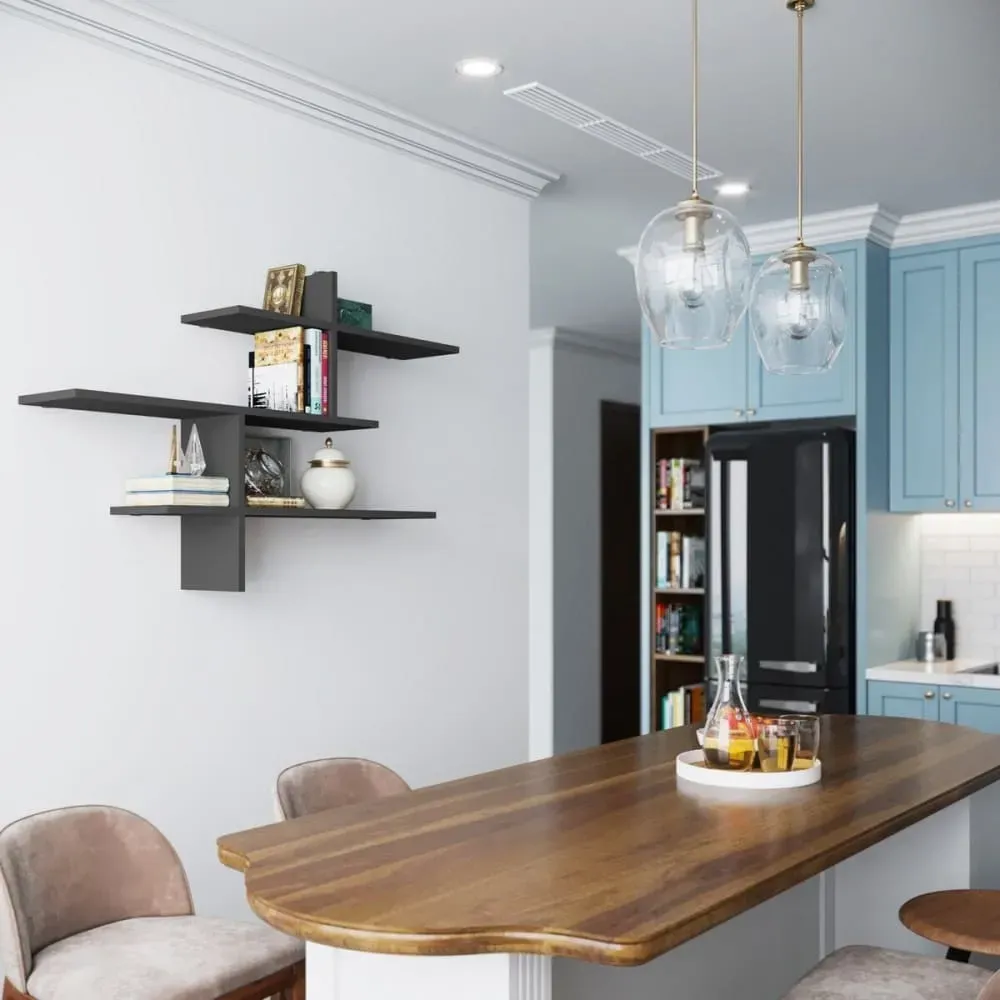 Illustration numéro 3 du produit Etagère murale suspendue L123 cm - Gris Anthracite