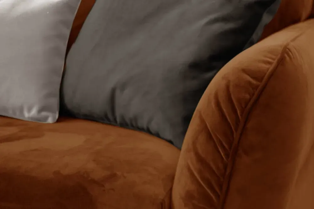 Illustration numéro 3 du produit Canapé droit 3 places avec coussins tissu orange