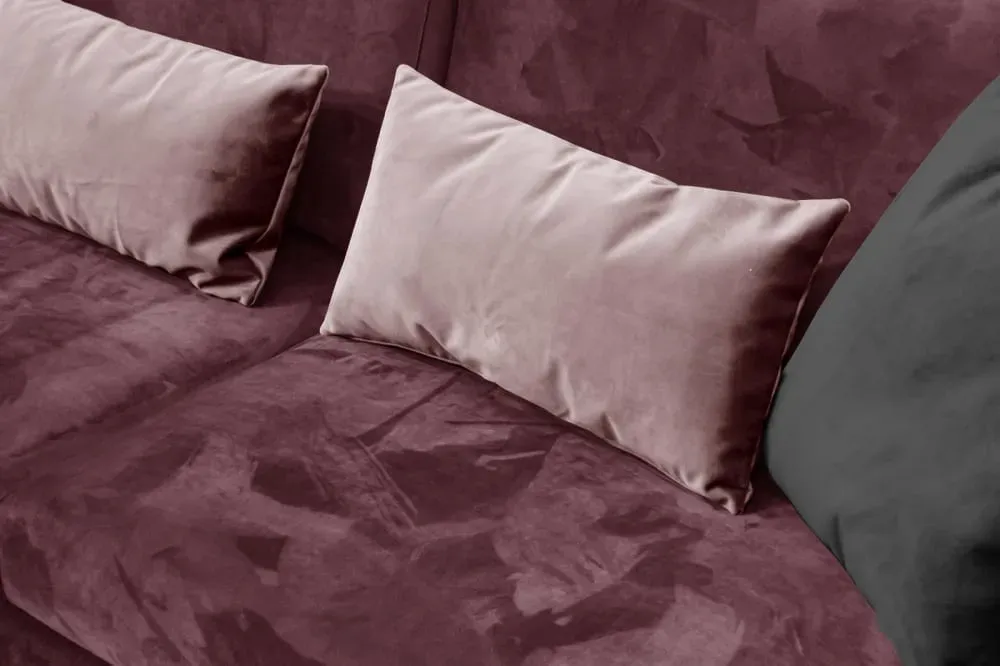 Illustration numéro 3 du produit Canapé droit 3 places avec coussins tissu bordeaux