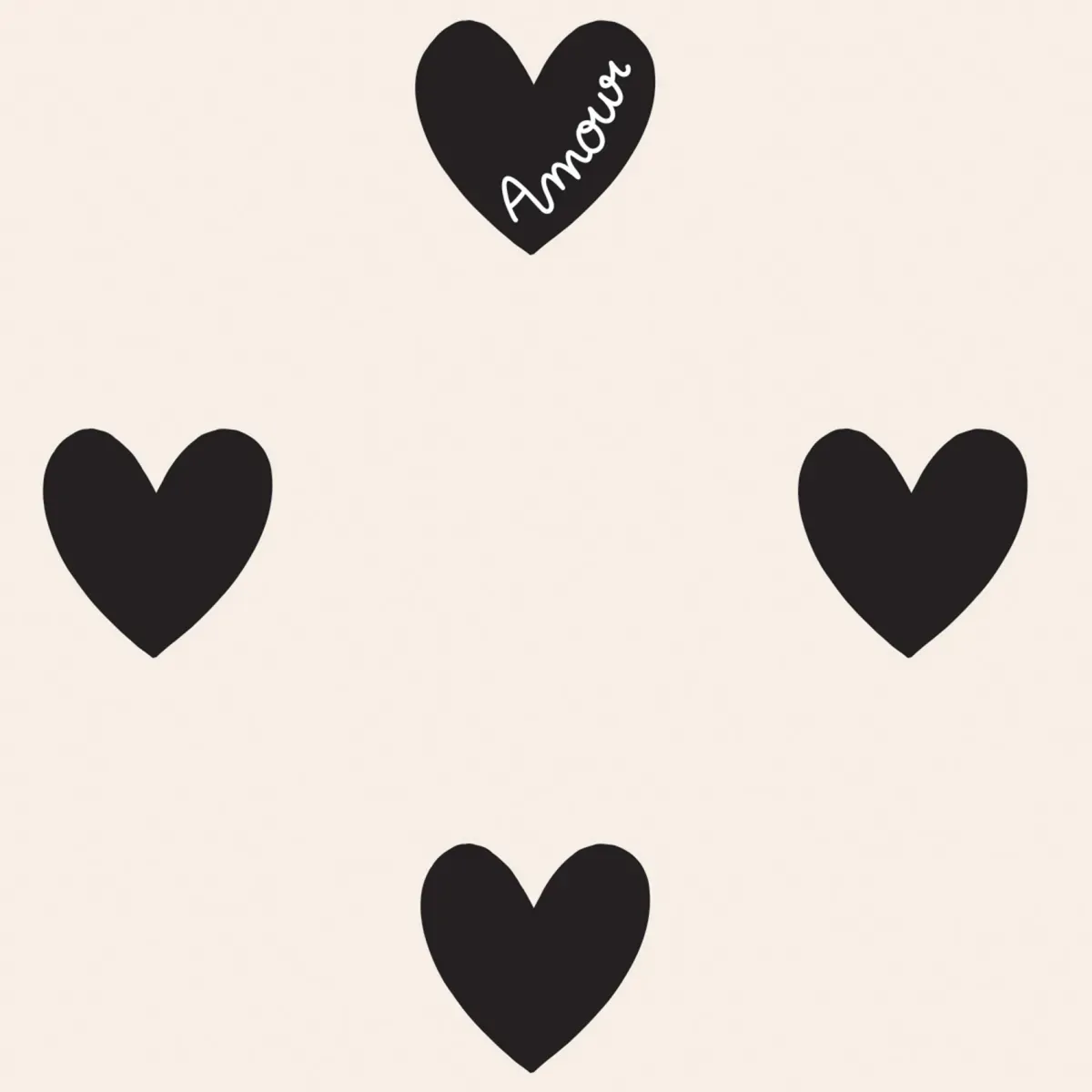 Illustration numéro 3 du produit Papier peint panoramique enfant amour coeur noir 225x250cm