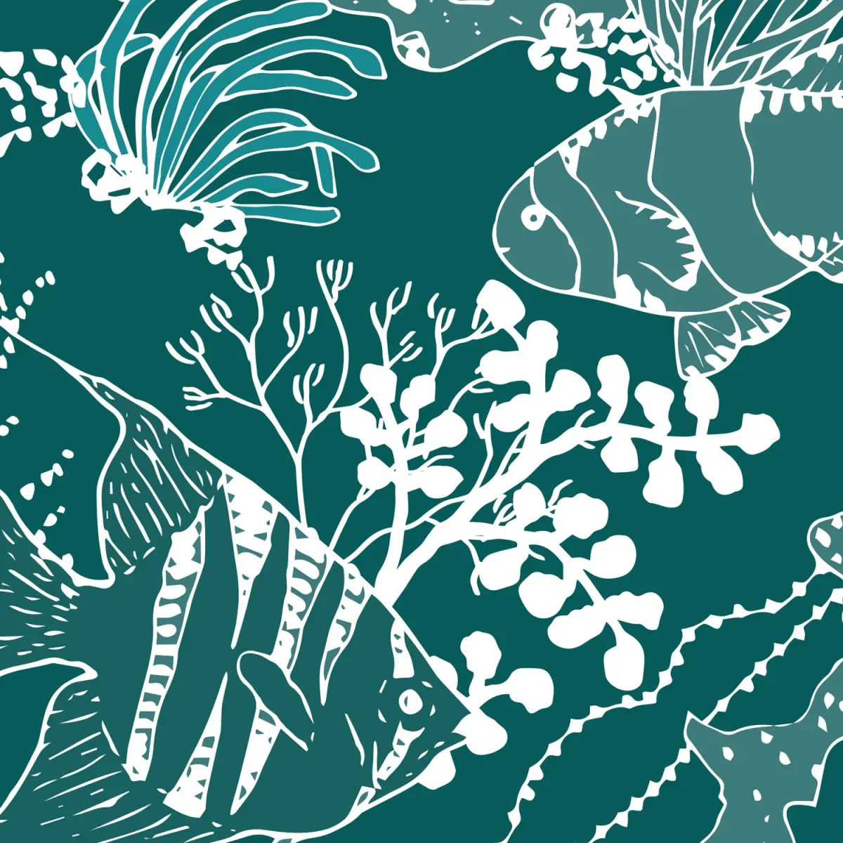 Illustration numéro 3 du produit Papier peint panoramique enfant en apnée vert 225x250cm