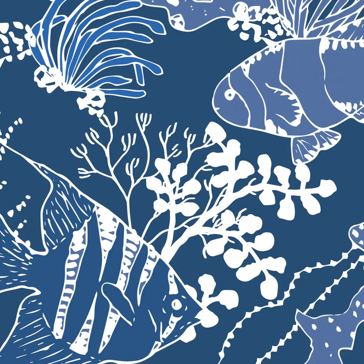 Illustration numéro 3 du produit Papier peint panoramique enfant en apnée bleu 450x250cm