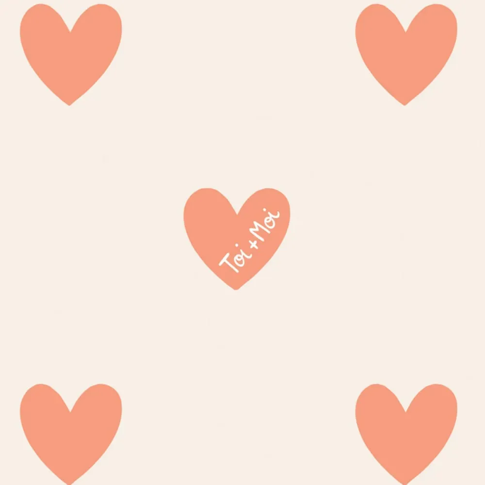 Illustration numéro 3 du produit Papier peint panoramique enfant amour coeur orange 225x250cm