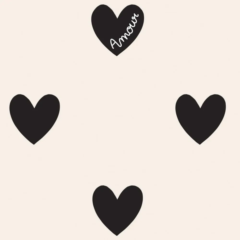 Illustration numéro 3 du produit Papier peint panoramique enfant amour coeur noir 375x250cm