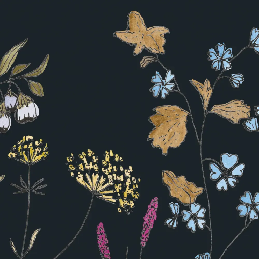 Illustration numéro 3 du produit Papier peint panoramique sous la canopée bleu nuit 375x250cm