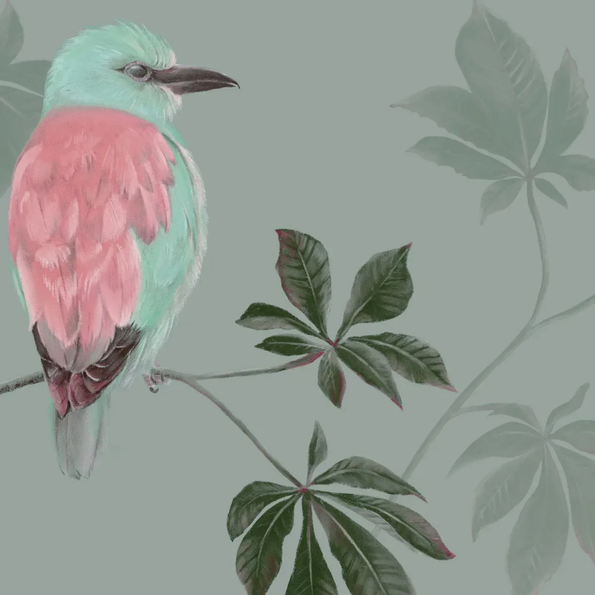 Illustration numéro 3 du produit Papier peint panoramique motif marronniers gris 375x250cm