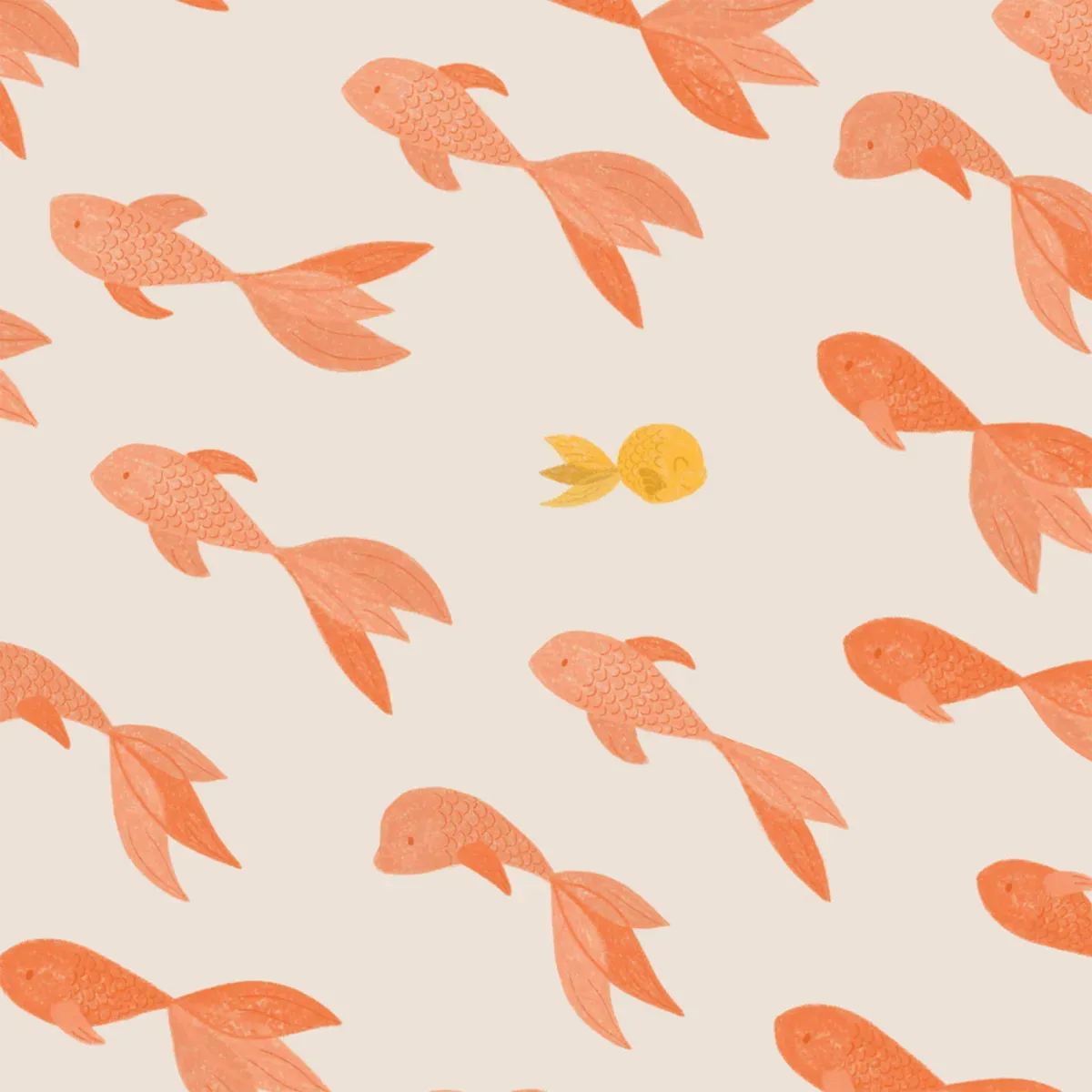 Illustration numéro 3 du produit Papier peint panoramique nage droit devant toi orange 450x250cm