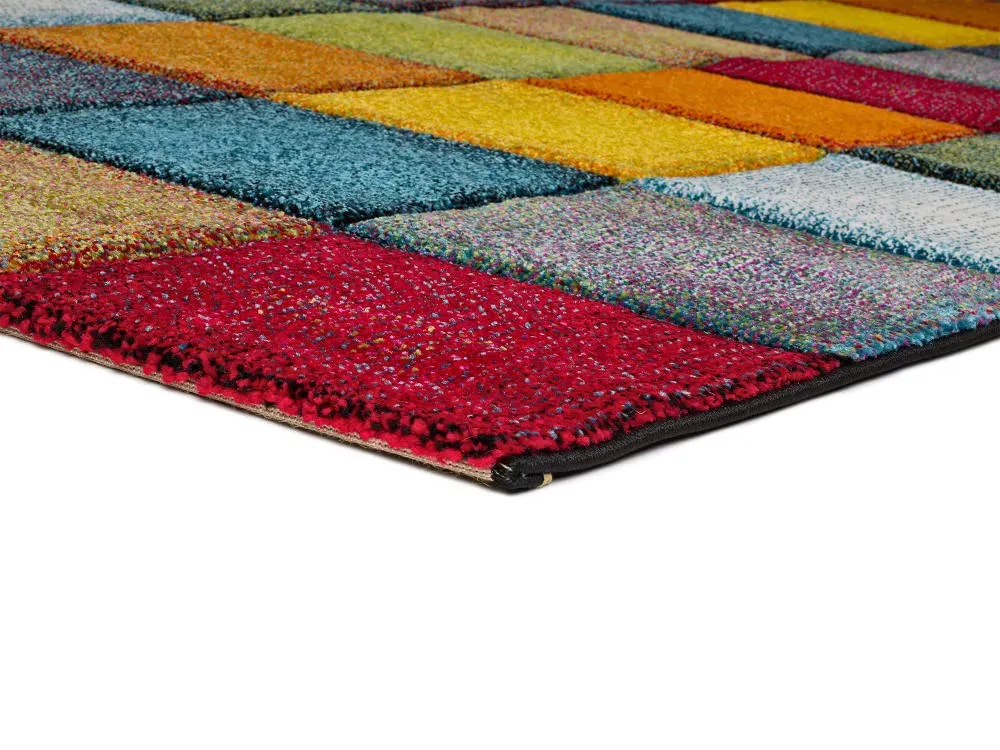 Illustration numéro 3 du produit Tapis à carreaux multicolore 160x230 cm