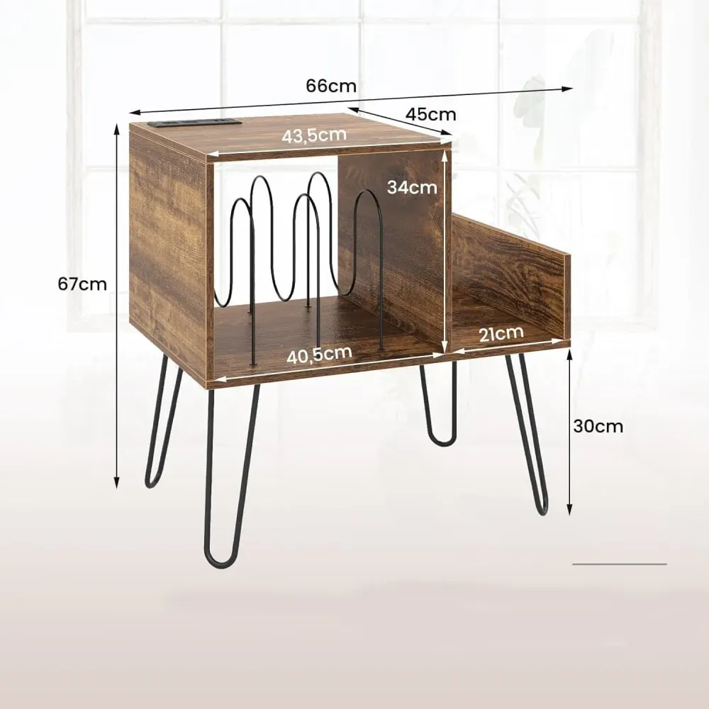 Illustration numéro 3 du produit Meuble platine avec station de charge brun rustique 66*45*65cm
