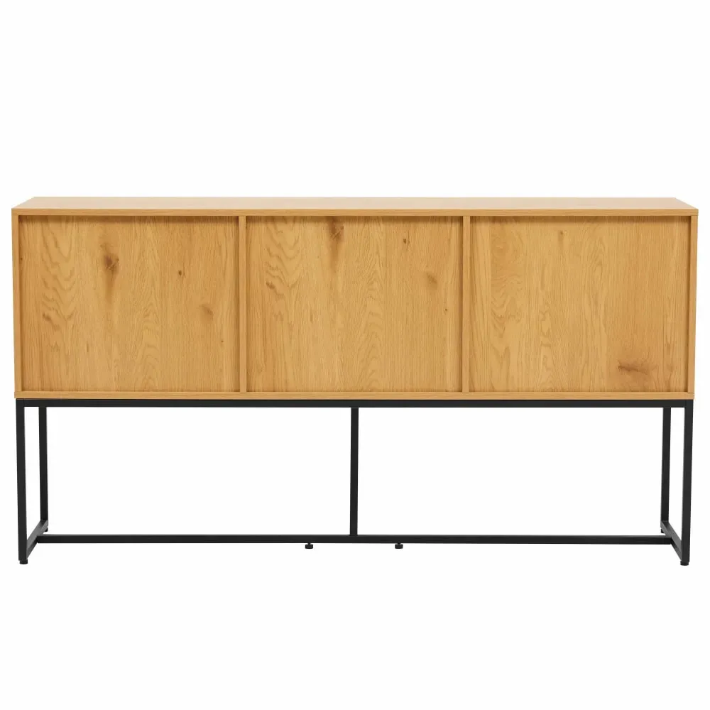 Illustration numéro 3 du produit Buffet 2 portes et 3 tiroirs décor mélaminé 160 cm bois et noir