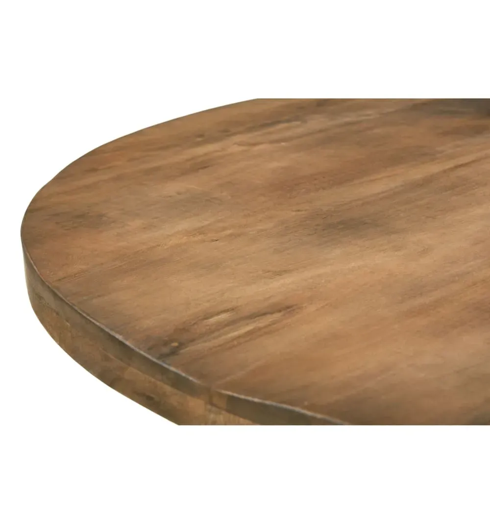 Illustration numéro 3 du produit Table à manger Ronde 4 personnes L120 cm Manguier et métal noir