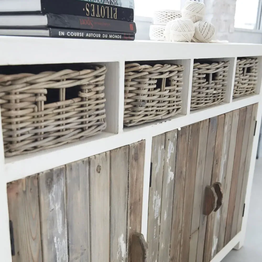 Illustration numéro 3 du produit Commode en pin recyclé massif 150 cm