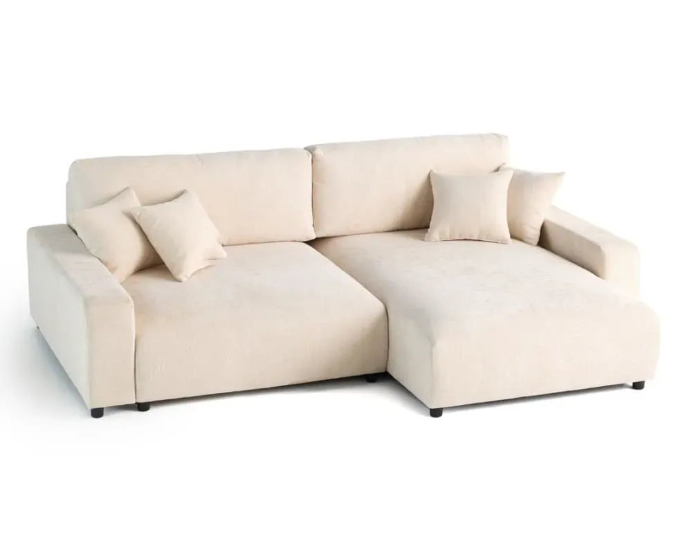 Illustration numéro 3 du produit Canapé d'angle réversible convertible 4 places en velours texturé