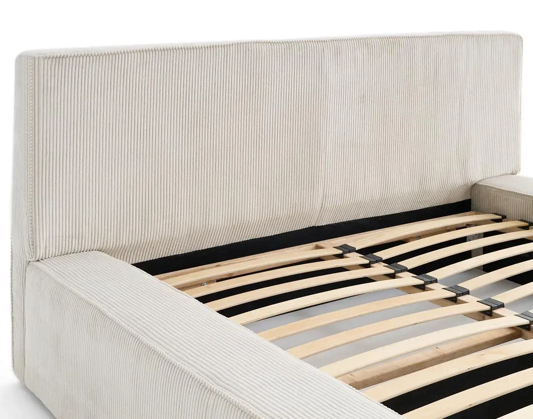 Illustration numéro 3 du produit Lit coffre en Velours côtelé 160x200 cm beige