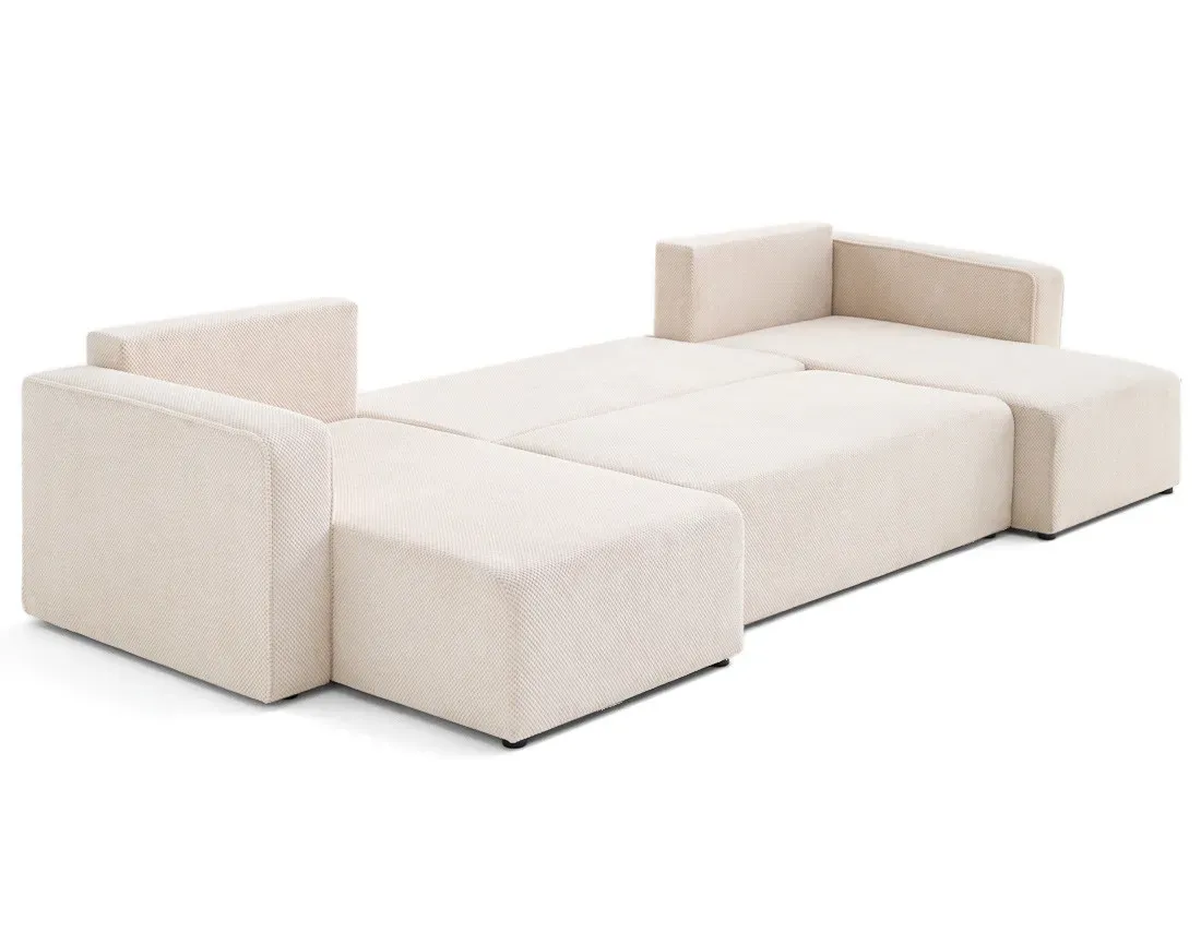 Illustration numéro 3 du produit Canapé panoramique 7 places En U en Velours texturé Beige