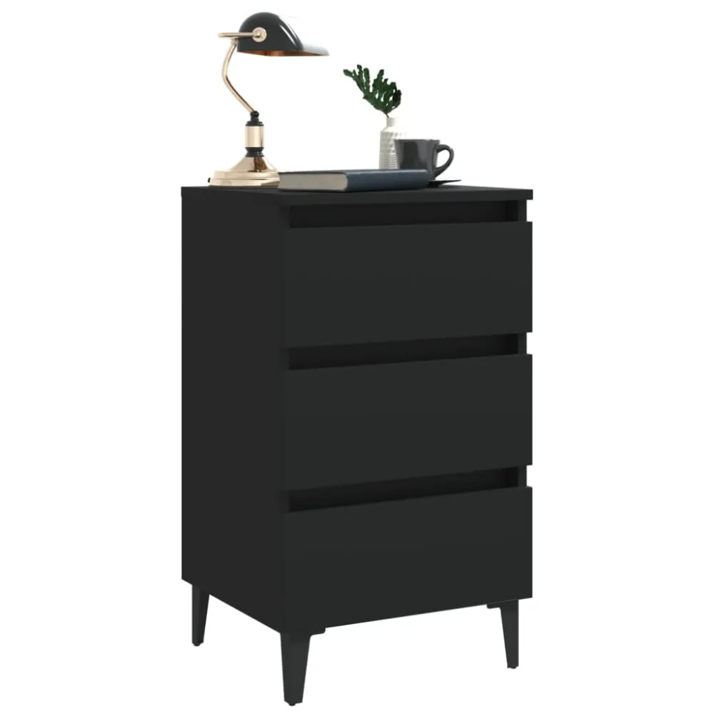 Illustration numéro 3 du produit Table de chevet bois noir 40x35x69 cm