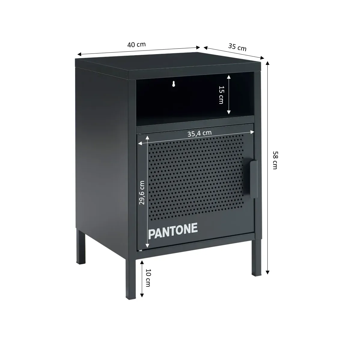 Illustration numéro 3 du produit Table de chevet métal gris anthracite 40cm