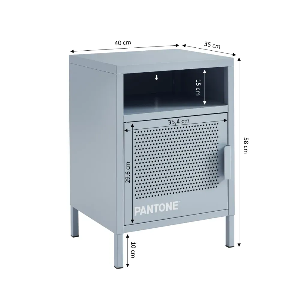 Illustration numéro 3 du produit Table de chevet métal gris bleu 40cm