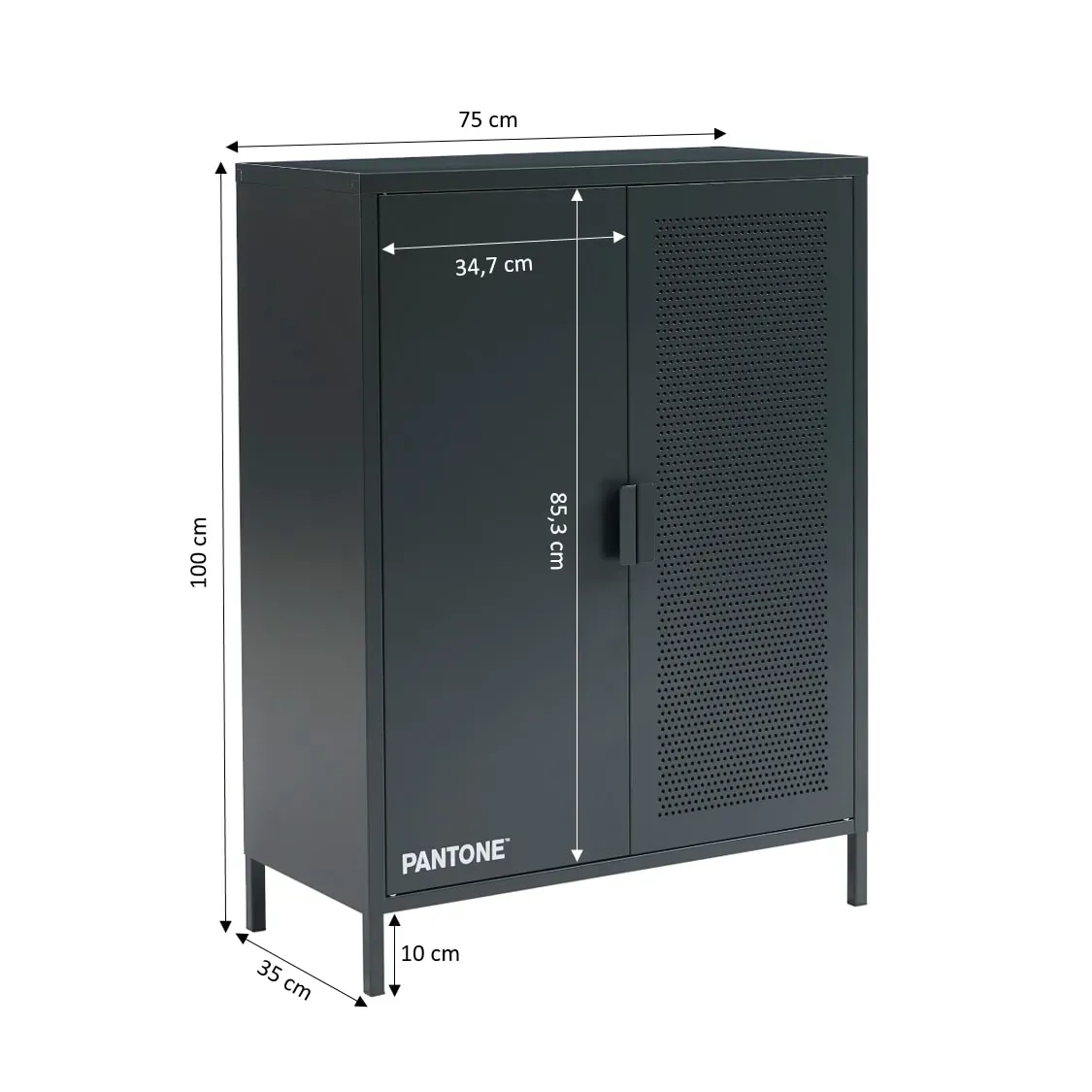 Illustration numéro 3 du produit Buffet métal gris anthracite h100cm