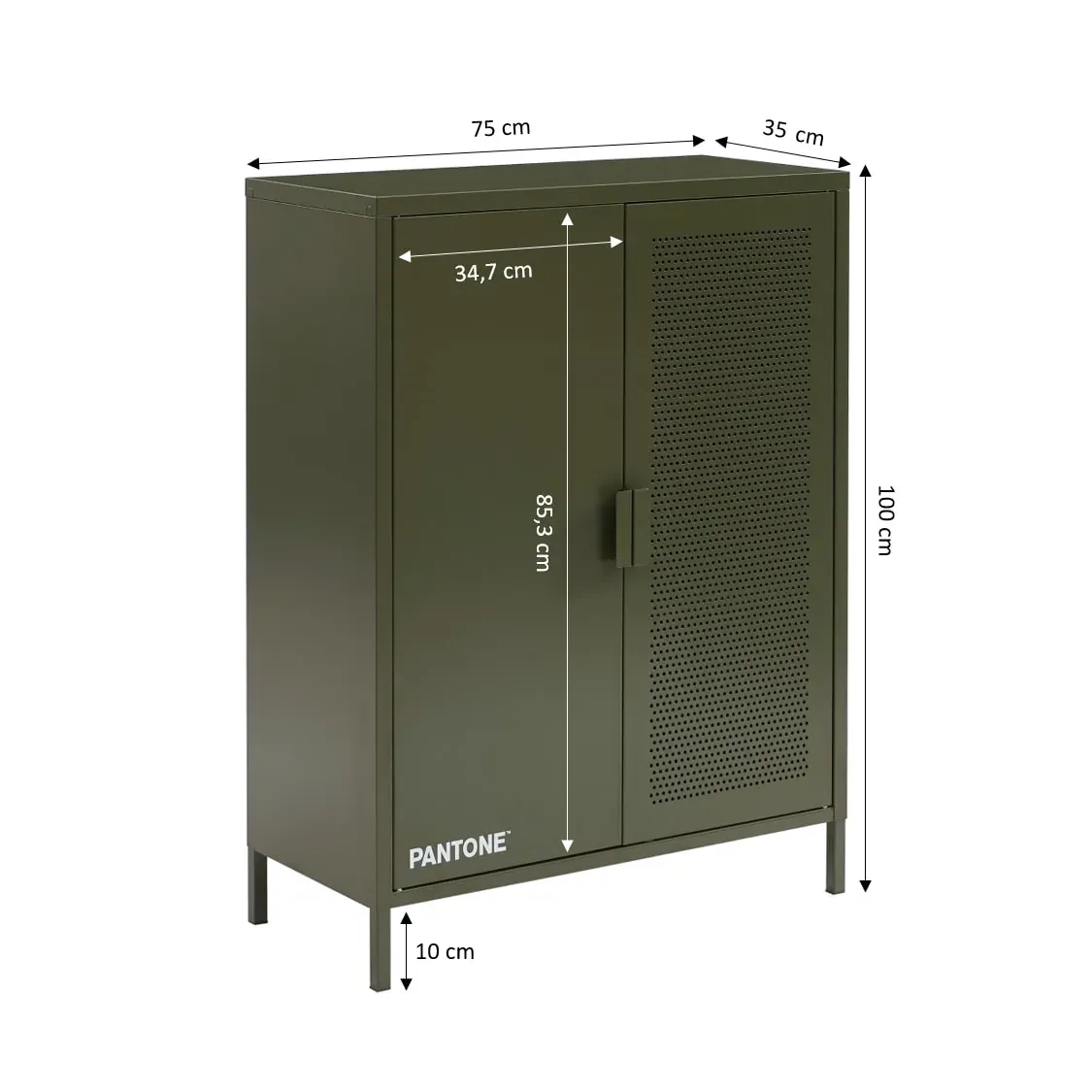 Illustration numéro 3 du produit Buffet métal vert olive h100cm