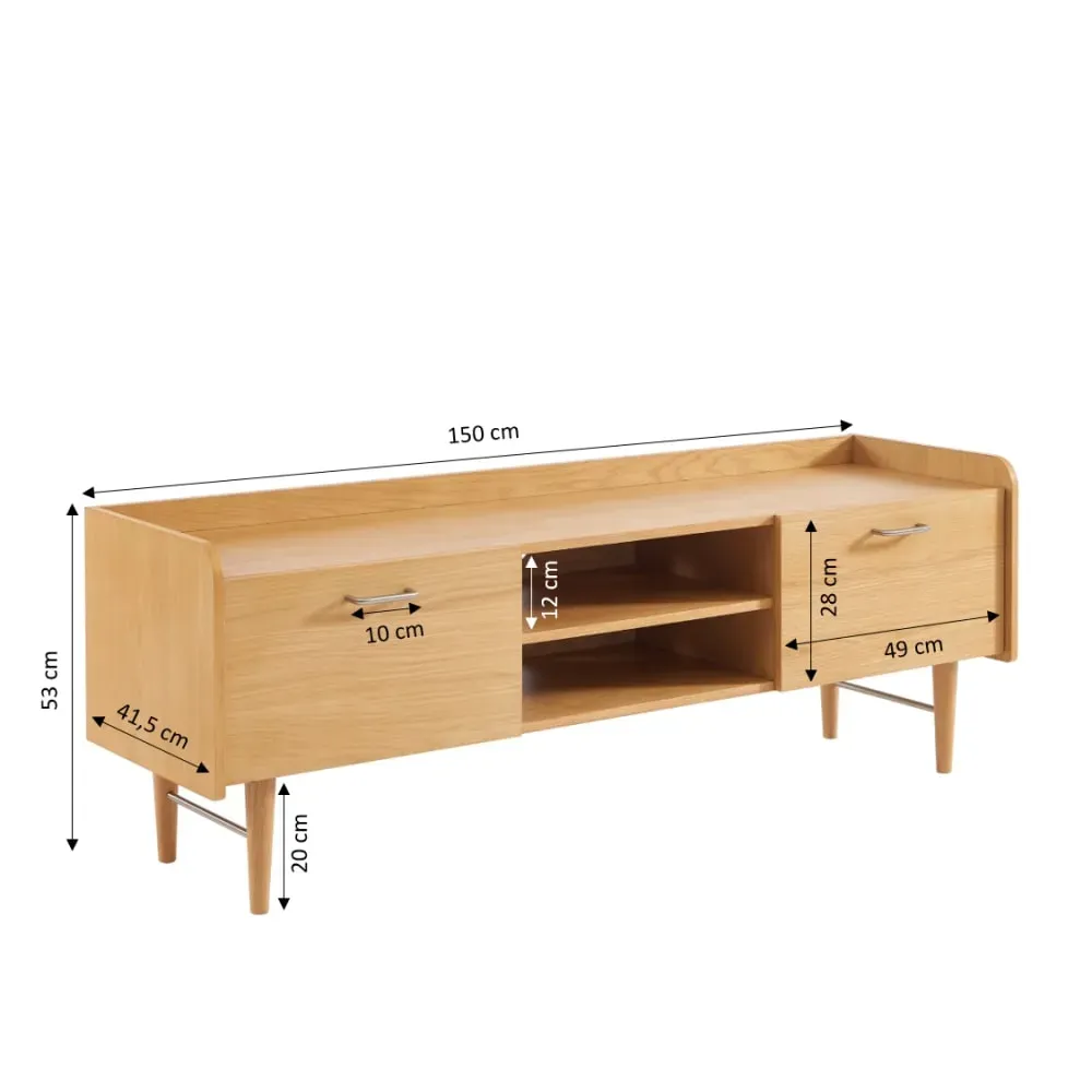 Illustration numéro 3 du produit Meuble TV placage chêne 53cm