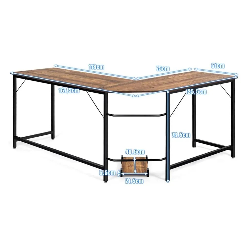 Illustration numéro 3 du produit Bureau d'angle ordinateur marron 167,5x125,5x73,5cm