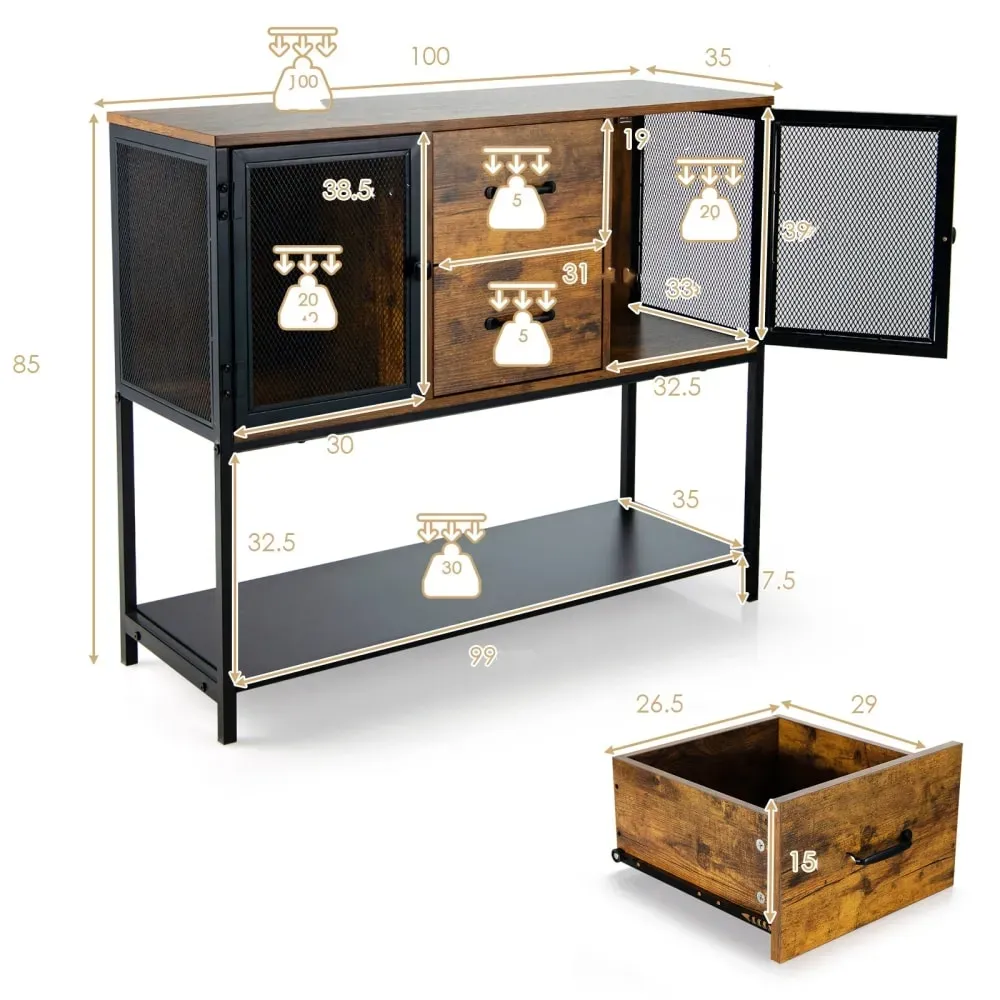 Illustration numéro 3 du produit Buffet de cuisine industriel marron