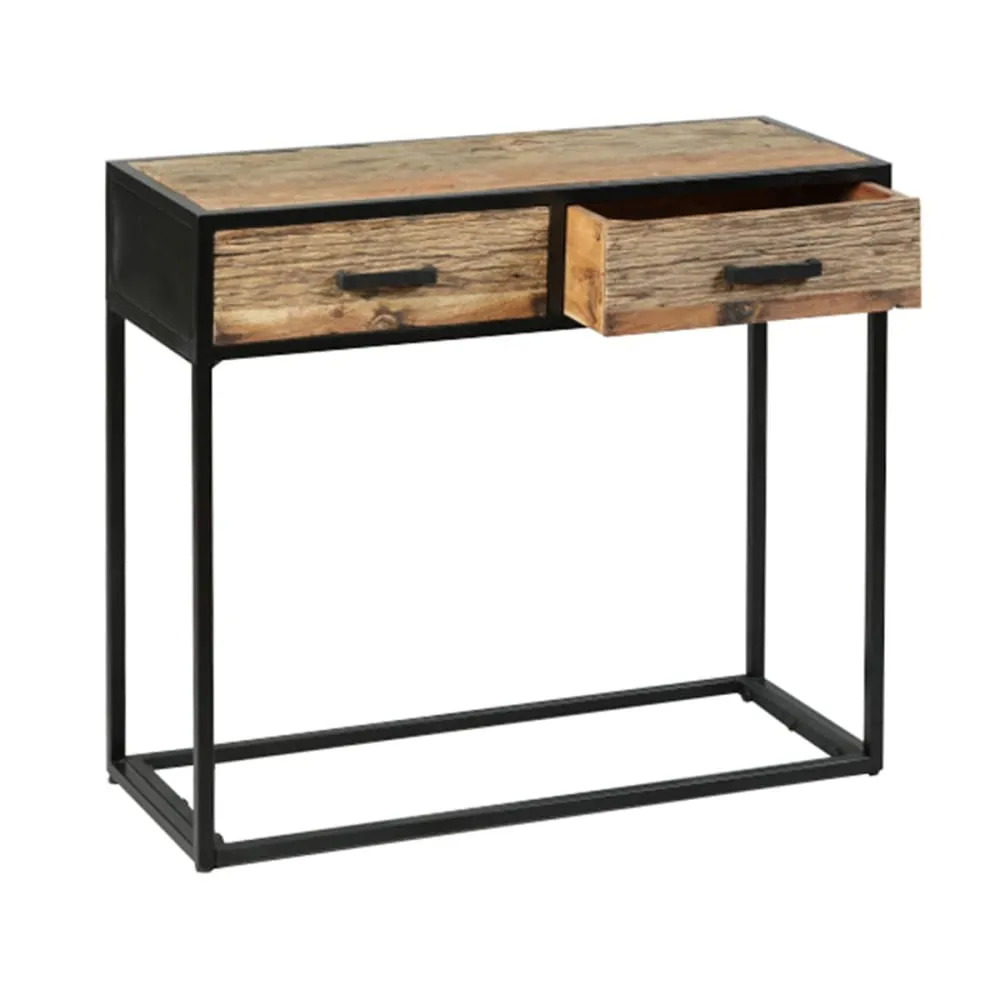 Illustration numéro 3 du produit Console 2 tiroirs en teck recyclé et métal
