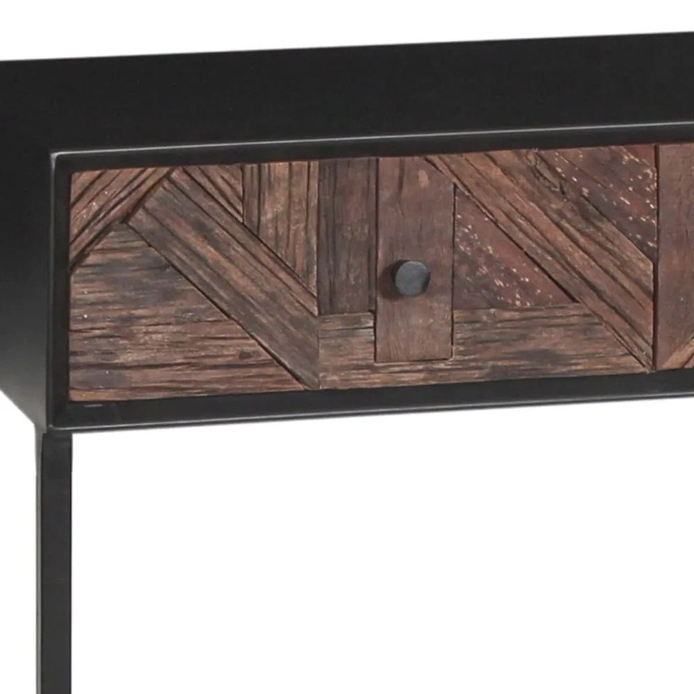 Illustration numéro 3 du produit Console 2 tiroirs en métal noir et bois recyclé