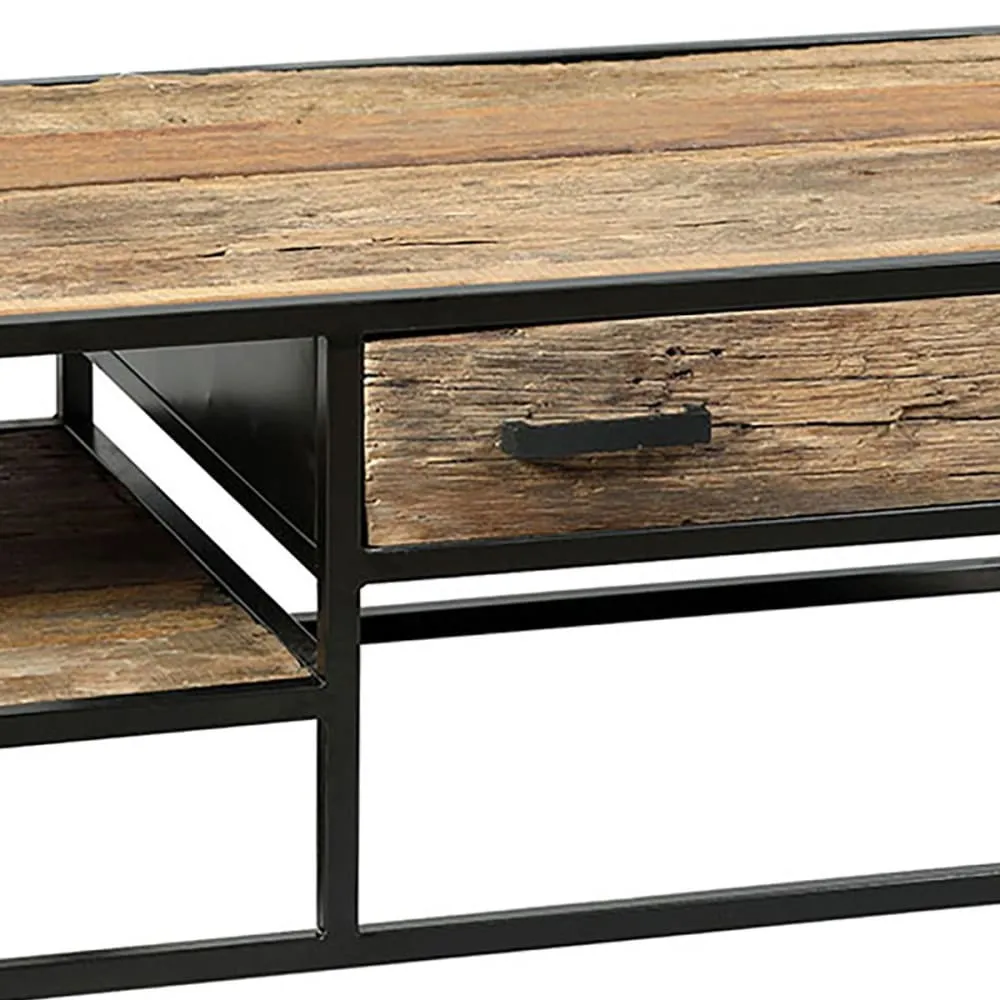 Illustration numéro 3 du produit Table basse 1 tiroir en teck recyclé et métal