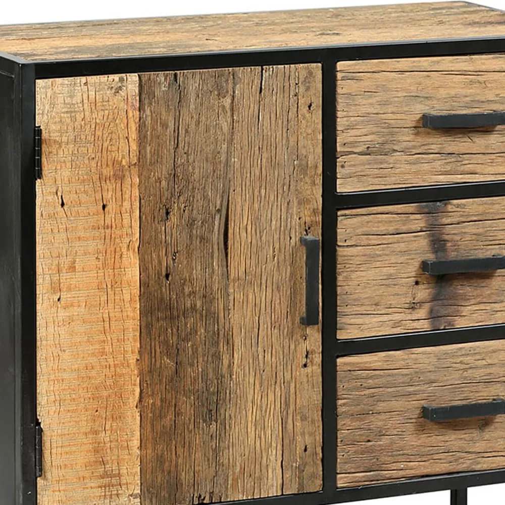 Illustration numéro 3 du produit Meuble de rangement en teck recyclé et métal