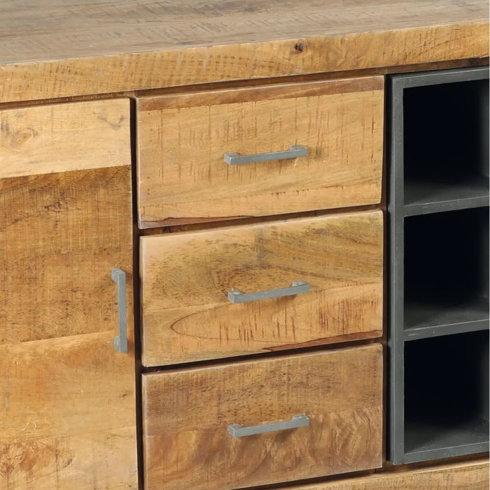 Illustration numéro 3 du produit Buffet 3 portes 3 tiroirs bois et acier patiné