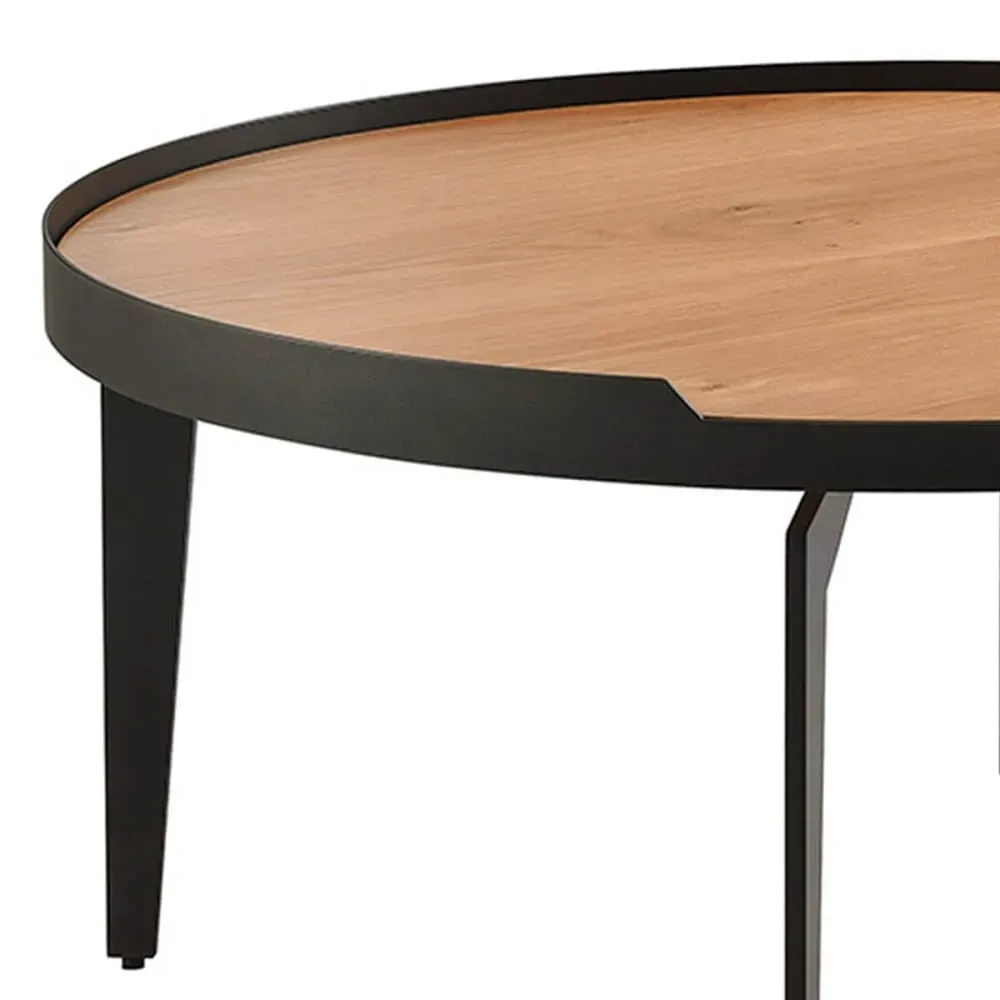 Illustration numéro 3 du produit Table  basse plaquée chêne cadre métal gris antrhacite