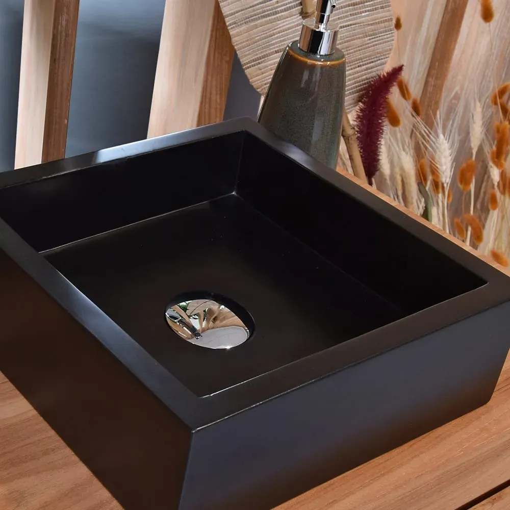 Illustration numéro 3 du produit Vasque ronde à poser effet béton noir