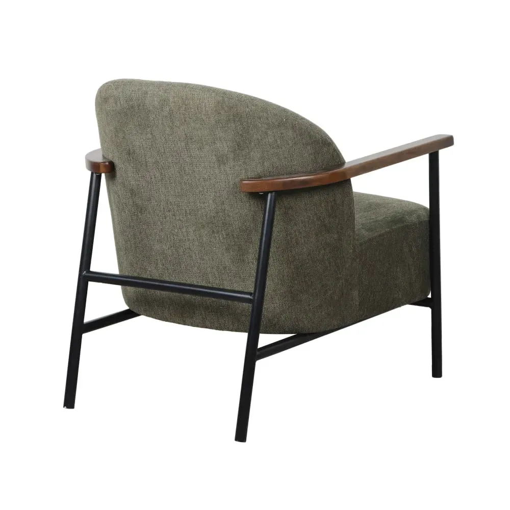 Illustration numéro 3 du produit Fauteuil relax en acier, bois et tissu vert foncé