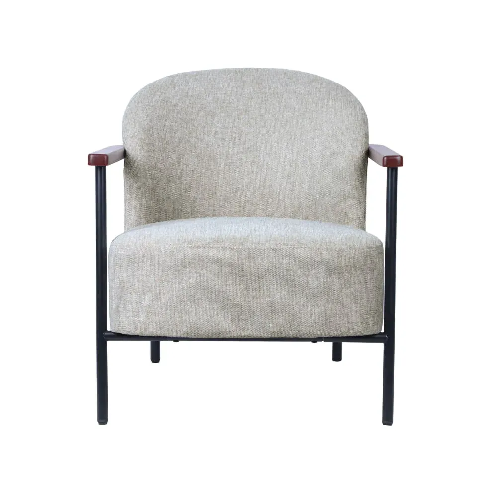 Illustration numéro 3 du produit Fauteuil relax en acier, bois et tissu beige