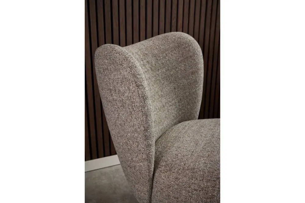 Illustration numéro 3 du produit Fauteuil en tissu chiné crème et pieds en bois