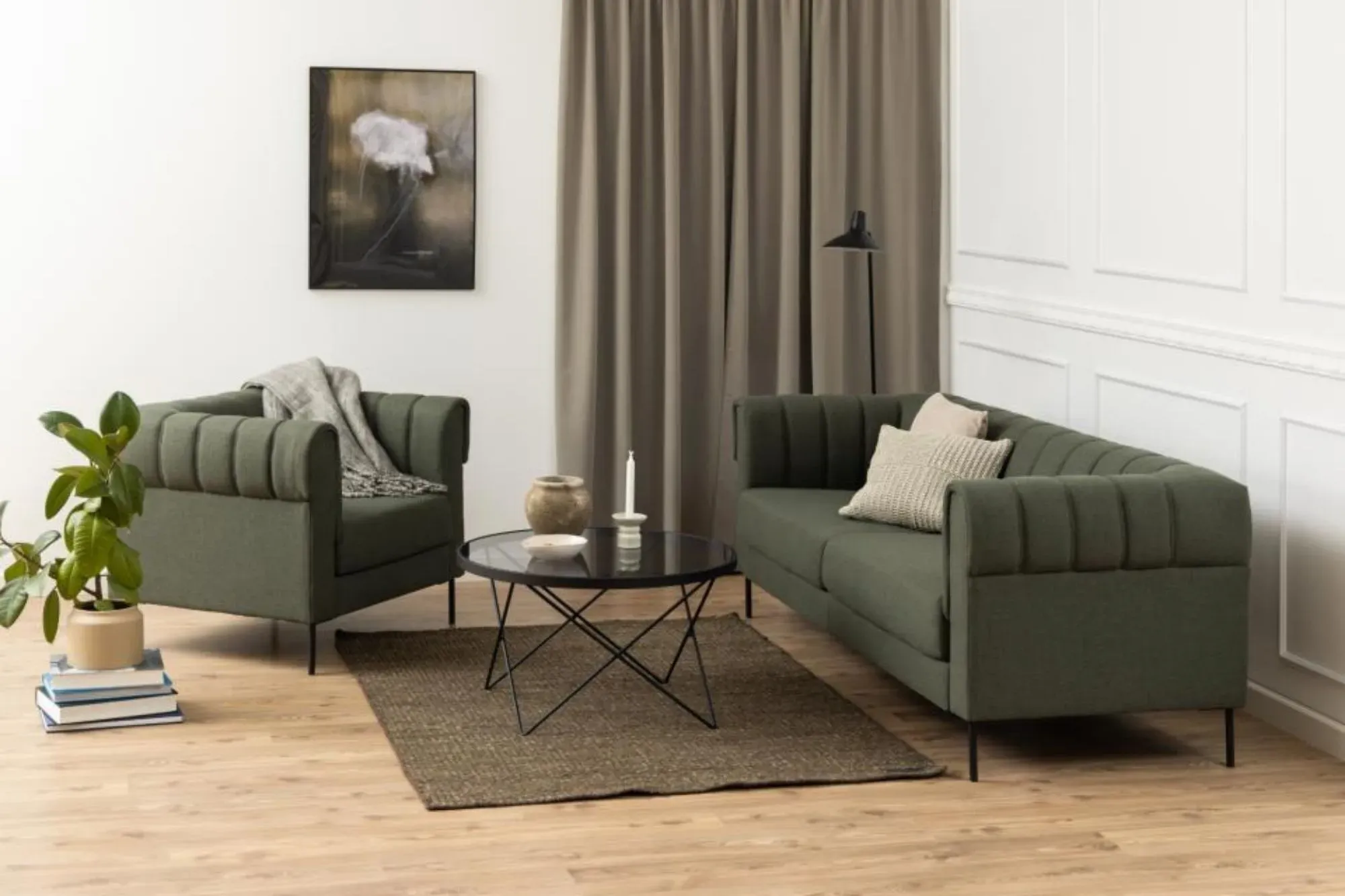 Illustration numéro 3 du produit Table basse ronde en verre et métal noir D80