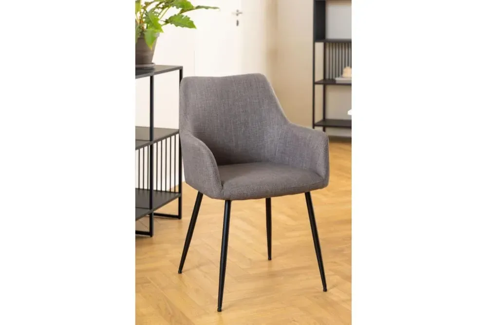 Illustration numéro 3 du produit Lot de 2 chaises de salle à manger à accoudoirs en tissu gris